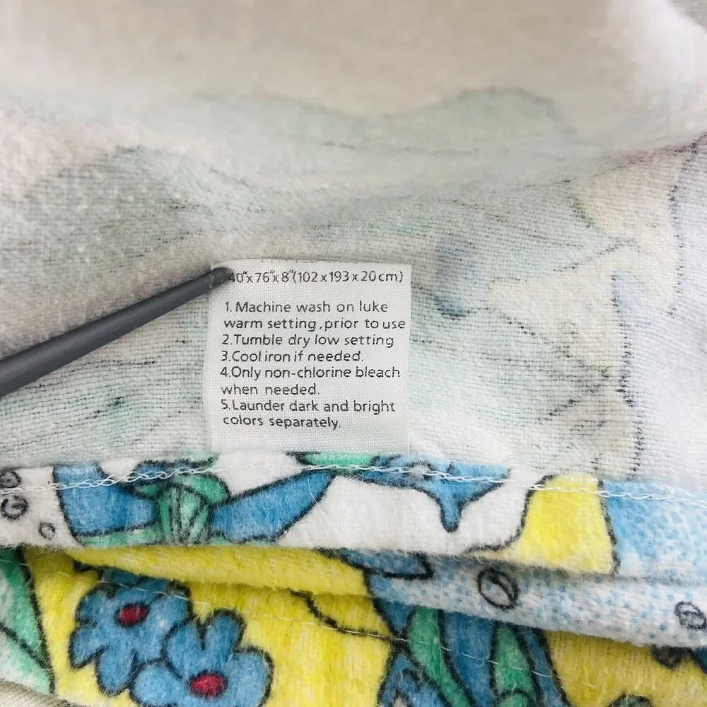 VTG Disney Little Mermaid Bed Sheet Twin Size Flannel Flat  90s Ariel USA Fabric
